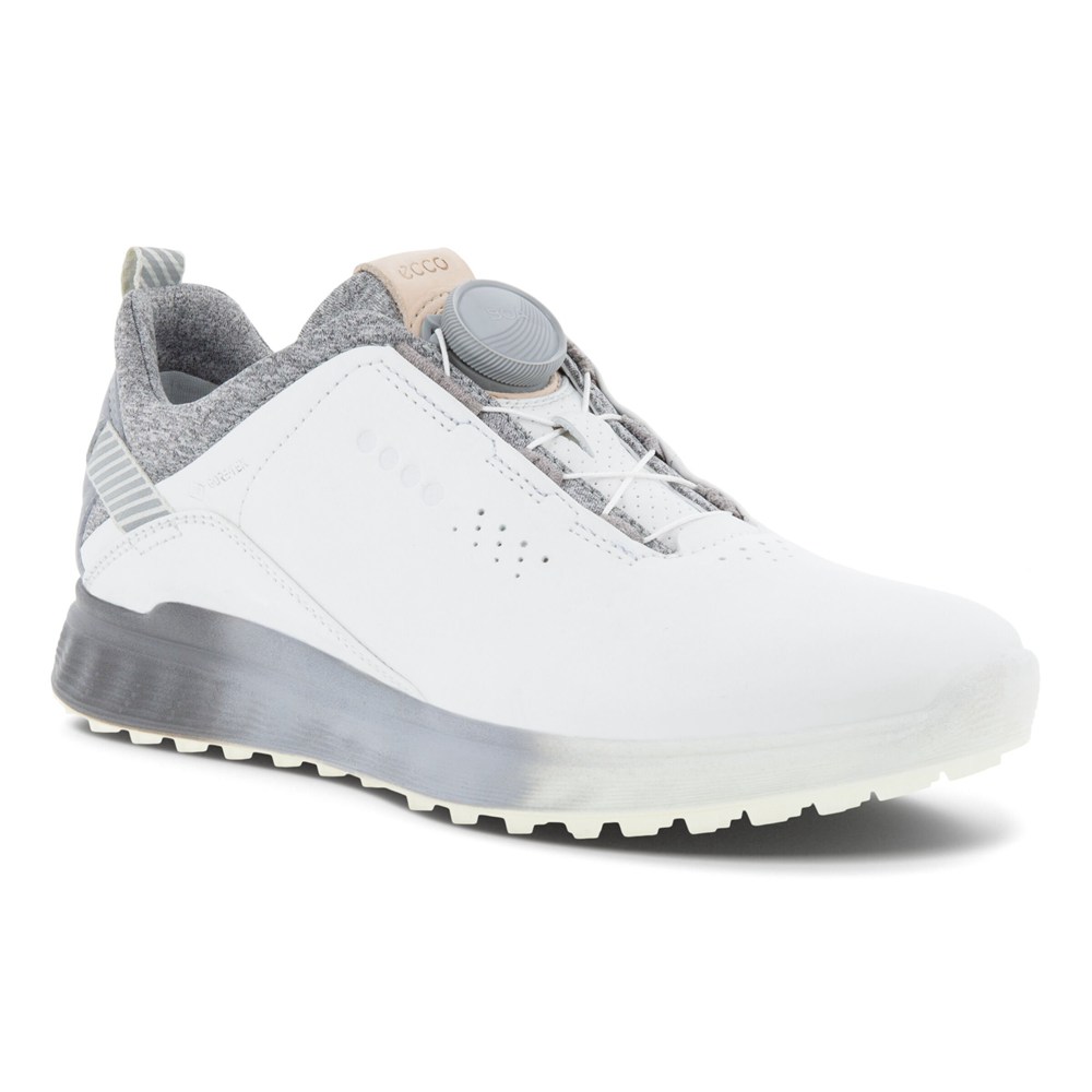 ECCO Womens Golf Shoes White - S-Three Boas - SPD-436251